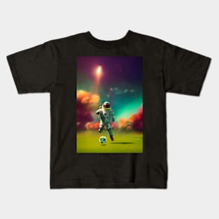 Astronaut play soccer football in space Kids T-Shirt